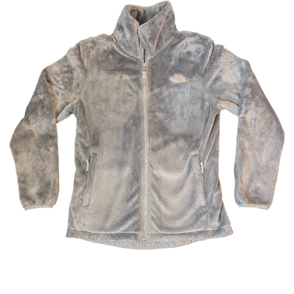 The North Face Osito Fleece Jacket Womens Medium Light Grey Full Zip Mock Neck